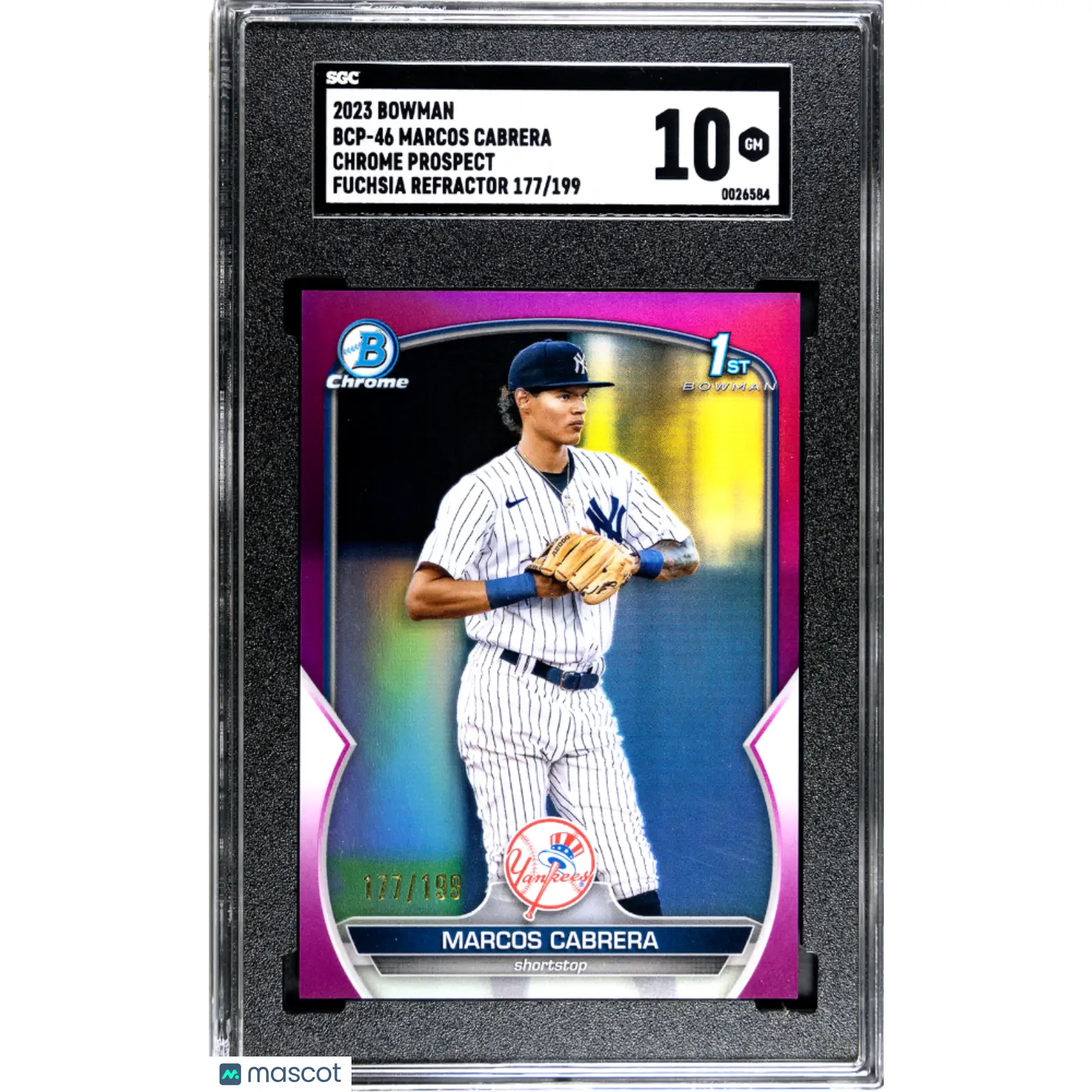 Marcos Cabrera SGC 2023 Bowman #BCP 46 CHR. Pros. Fuchsia Refractor 177/199 10