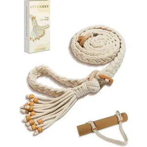Yoga Mat Straps for Carrying, Handmade Braided Boho Bead Tassel Macrame Strap, Adjustable Thick Yoga Mat Carrier Holder Organizing, Stretching Band, Gifts for Women Mat Not Included