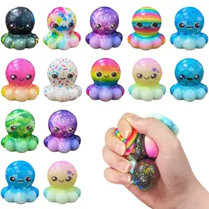 Mini Soft Gel Animal Toy Set, Stress Relief Toys, Cute Desk Pet Accessories, Slow Bounce Squid, Kawaii Squishies, Random Style Color, Kids and Adults