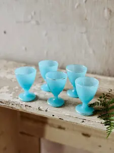 Patina Vintage Turquoise Cordial Glasses, S/5