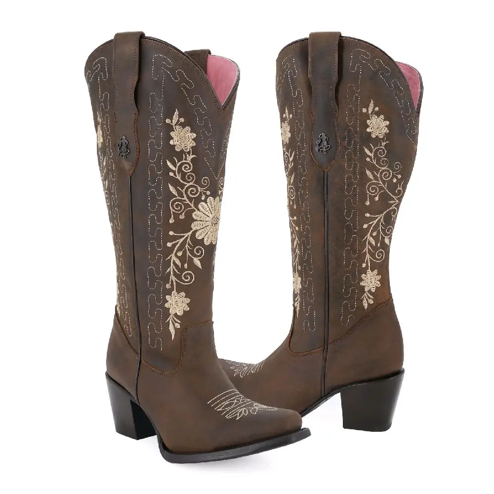GENUINE LEATHER Boots for Women - Stylish Design with Floral Embroidery, Comfortable Fit, and Stylish Detail - Shoe, Girl