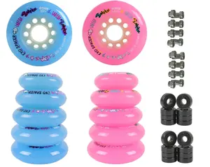 Labeda Smoke Evo Roller Hockey Wheels - 8-Pack with Evo Spacers and Hybrid Ceramic Bearings