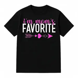 Cotton Funny Moms Favorite Son Daughter I'm Mom's Favorite T-Shirt Casual Crewneck Fitted Shortsleeve Golf Gift for Men Women Summer Wear Tshirt