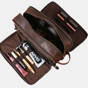Groomsmen Gift Personalized Leather Toiletry Bag Waterproof Leather Dopp Kit Men's Shaving Kit, Christmas Gift