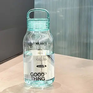 Minimalist Transparent Plastic Water Bottle with measurement marks , Leak-Proof, High-Temperature Resistant, Portable Tumbler for School, Home, Office, Car cup，Travel， Outdoor & hiking, Convenient Carry, Durable and Stylish for Everyday Use