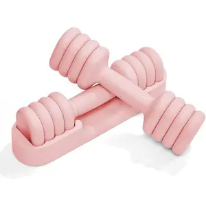 Adjustable Dumbbell Set (2 Pieces), 4-in-1 Home Dumbbells, Suitable for Women, Compact Free Weight Dumbbell Set with Soft Grip and Base, Each Dumbbell Weighs 2-5 Pounds, Suitable for Home Gym (Pink): Sports and Outdoors