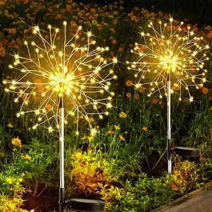 LED outdoor lawn lights, waterproof ground lights for garden and courtyard, solar-powered fireworks lights, ground-mounted decorative ambiance lights