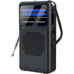 FM AM SW  Clip Pocket Radio,  Operated Mini Radios, Portable Shortwave Transistor Radio with  LED Flashlight & Headphone Jack for Elder/ (r88)