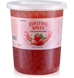 HOT!!! BREXONIC Boba Pearls Popping Bursting Boba, Tapioca Pearls For Bubble Tea (Strawberry , 2 LB 1 Pack)