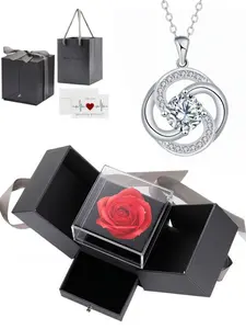 Sparkling Diamond Glow  Ethereal Four-Leaf Clover Necklace – niche luxury, fade-resistant and stylish. Comes with an elegant double-door gray preserved rose gift box and a card for mom or daughter. An ideal festival gift for your daughter and Mother’s Day