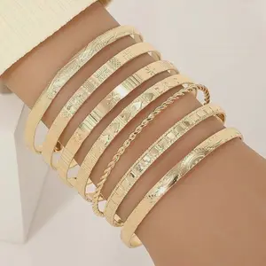Gold Bangle Bracelets for Women, 14k Gold Plated Multi Layer Cuff Bangles Set, Stackable Boho Non Tarnish Elegance Smooth Bangle Jewelry Gifts for Her