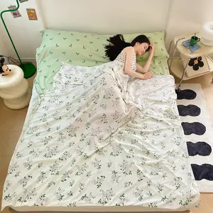 Water-Washable Envelope Hotel Sleep Bag Liner, Floral Print, Lightweight Travel Bedding, Compact Design, Durable Fabric, Camping & RV Use