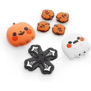 F-APT12  D-Pad Button Caps Halloween Silicone Thumb Grips Set, ABXY Key Buttons Sticker Spooky Joystick Cover Caps Compatible with Switch 2, Pumpkins and Ghosts
