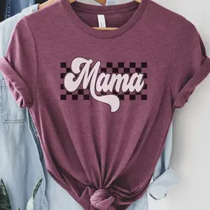 Maroon Checkered Mama Soft Graphic Tee