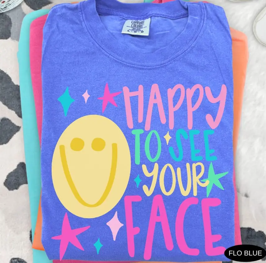 Comfort Colors Teacher Tshirt Happy To See Your Face Back to School 2027 T-Shirt First Day of School Elementary Team