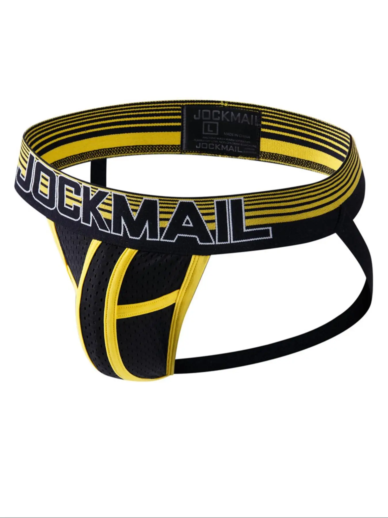 LGBTQ+ Men's Sexy Letter Tape Contrast Binding Jockstrap, Breathable Comfortable Drop Waist Thong for Daily Wear, Sexy Menswear Underwear, Fashion Men