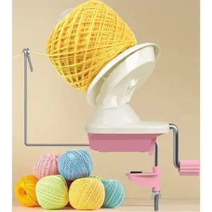 Pink Manual Yarn Ball Winder, Roller Yarn Winder, Crochet Spinner Baller for Crocheting, Clamp for 1 3/4" Surfaces, Create Cakes up to 4oz