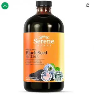 Serene Herbs Organic Black Seed Oil Bitters Liquid - Black Cumin Seed Extract, Nigella Sativa, Pure Blackseed Supplement with Thymoquinone for Immune Support & Digestion - Vegan - 16 oz