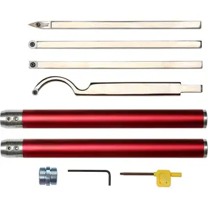 9 count Carbide  Lathe Turning Tool Set, Pen Turning tools, Including Swan  Hollower, Rougher, Finisher, Detailer,  Handles from 14" to 29", Fine Polished Stainless Steel Shank