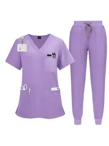 Easy Comfortable Care Scrub Set Two-piece Short Sleeved Uniform Perfect for Hospitals and Pharmacists in Pharmacies T-Shirt Low Rise Summer Fashion Bottoms Cardigan Work Wear Casual Top Bodycon Dress Travel Outfit, style staple