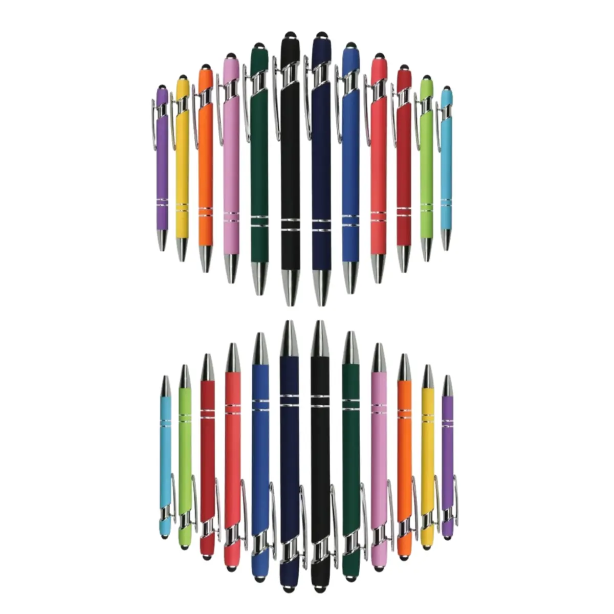 A Set of 24/12 Pcs Mixed Color Ballpoint Pen with Stylus Tip,Soft Touch Click Metal Pen Set,1.0mm Medium Point,Black Ink Pen for Touch Screens,Home Office,Student,Christmas Party Gifts,Hand Tools Kits,Summervibes