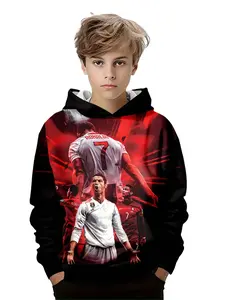 New Arrival 3D Print Long Sleeve Sports Top for Boys, Graphic Team Hoodie, Stylish & Cool Design, Comfortable Outdoor Casual Wear for Spring & Fall Seasons