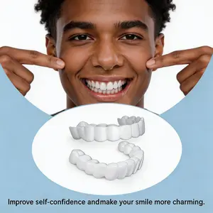 Photo-Ready Smile in 1 Min! 【3 Pairs】Cosmetic Smile Cover - Natural White Snap-In Veneers Perfect Fit for Dates & Parties Instant Confidence