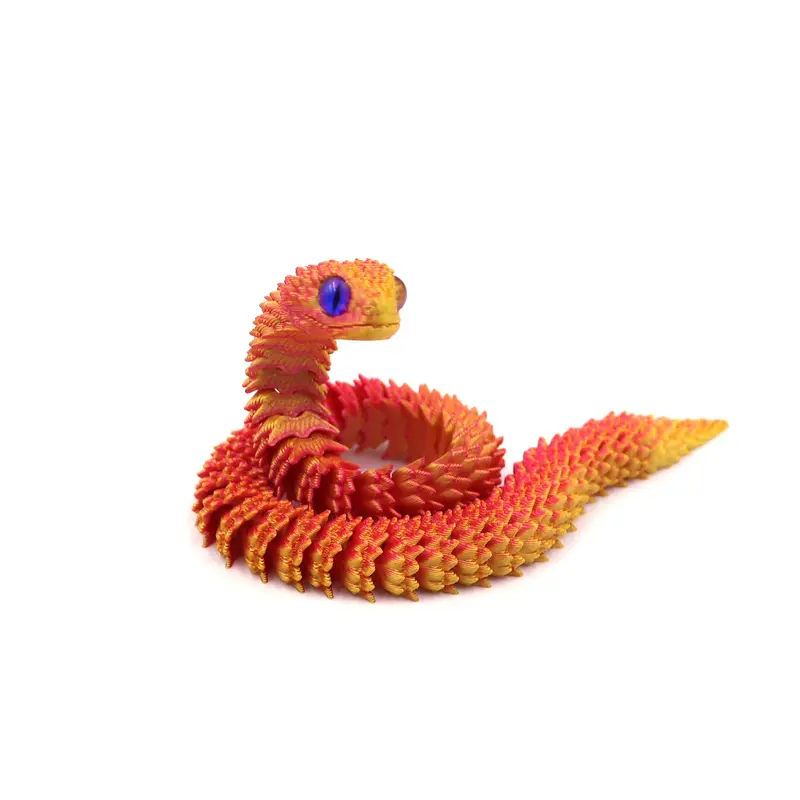 3D Printed Flexible Jointed Snake Animal Figurine - 1-Count Unisex Animal Design Collectible, Stress Relief Fidget Toy, Holiday Decorative Sculptures, Figurines & Miniatures Quirky Kids' Gift