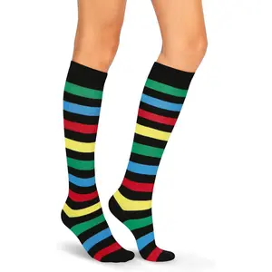 Womens Striped Knee High Socks Girls Funny Novelty Athletic Colorful Stripe Cute Stockings Tube Socks