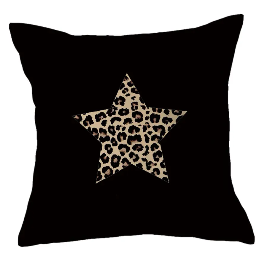 Leopard Print Star Pattern Cushion Cover, Cushion Slipcovers, Luxury Square Pillow Case, Bedroom Decorative Accessories for Living Room & Bedroom Decor, Sofa & Car Pillowcase, No Insert