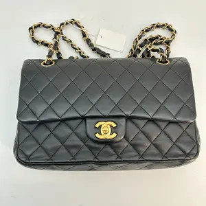 Pre-owned CHANEL lamb Shoulder Bags c/ Shoulder Bag Matelasse Double Flap Chain Lambskin Black Gold