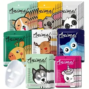 Cute Animal Face Mask Set of 8, Nourishing and Hydrating Essence Sheets, Suitable for All Skin Types, Travel Essential