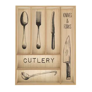 Wooden Cutlery Tray Organizer – Rustic Silverware Drawer Divider