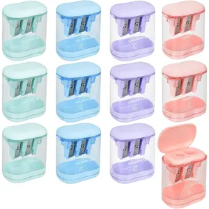 Pencil Sharpener 12pack Handheld Dual Hole Color Pencil Sharpeners for Office and School, Manual Colored Pencil Sharpener (12)