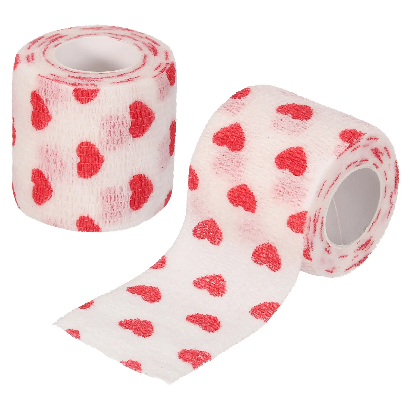 PETAXCELL Pet Wrap Bandages, 4.92 Yard Self Adhesive Bandage Wrap, Heart Print Pet Non-Woven Tape First Aid Cohesive Gauze 2pcs, Intended for Dog/Cat/Bird/Legs/Paws/Wound