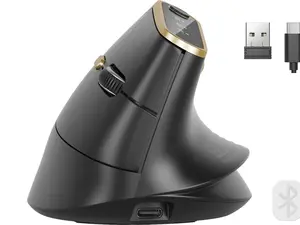 SABLUTE MAM4 Ergonomic Vertical Mouse for M/L Hands, 8K DPI, Ultra-Fast Scrolling, 6 Programmable Buttons, Tri-Mode Wireless Rechargeable Mouse, 800mAh Built-in Battery, for PC/Mac/Laptop, Black