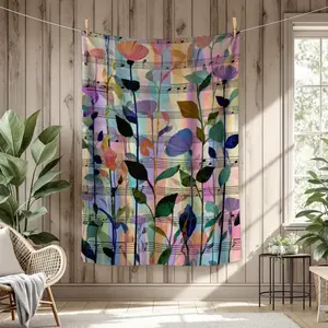 1 Piece Vivid Floral and Music Symbol Blanket - Soft Acrylic, Lightweight and Durable, Suitable for Living Room or Bedroom Color Design, Perfect Gift for Music Lovers, Artistic Style Enhances Any Space, Music Enthusiast Gift| Artistic Blanket