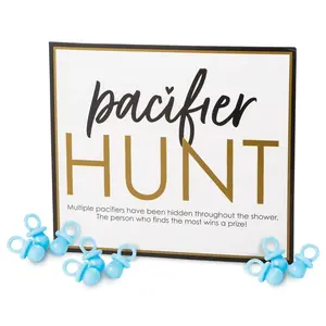 Pacifier Hunt Game Sign with Blue Pacifiers Kit - 49 Pc.