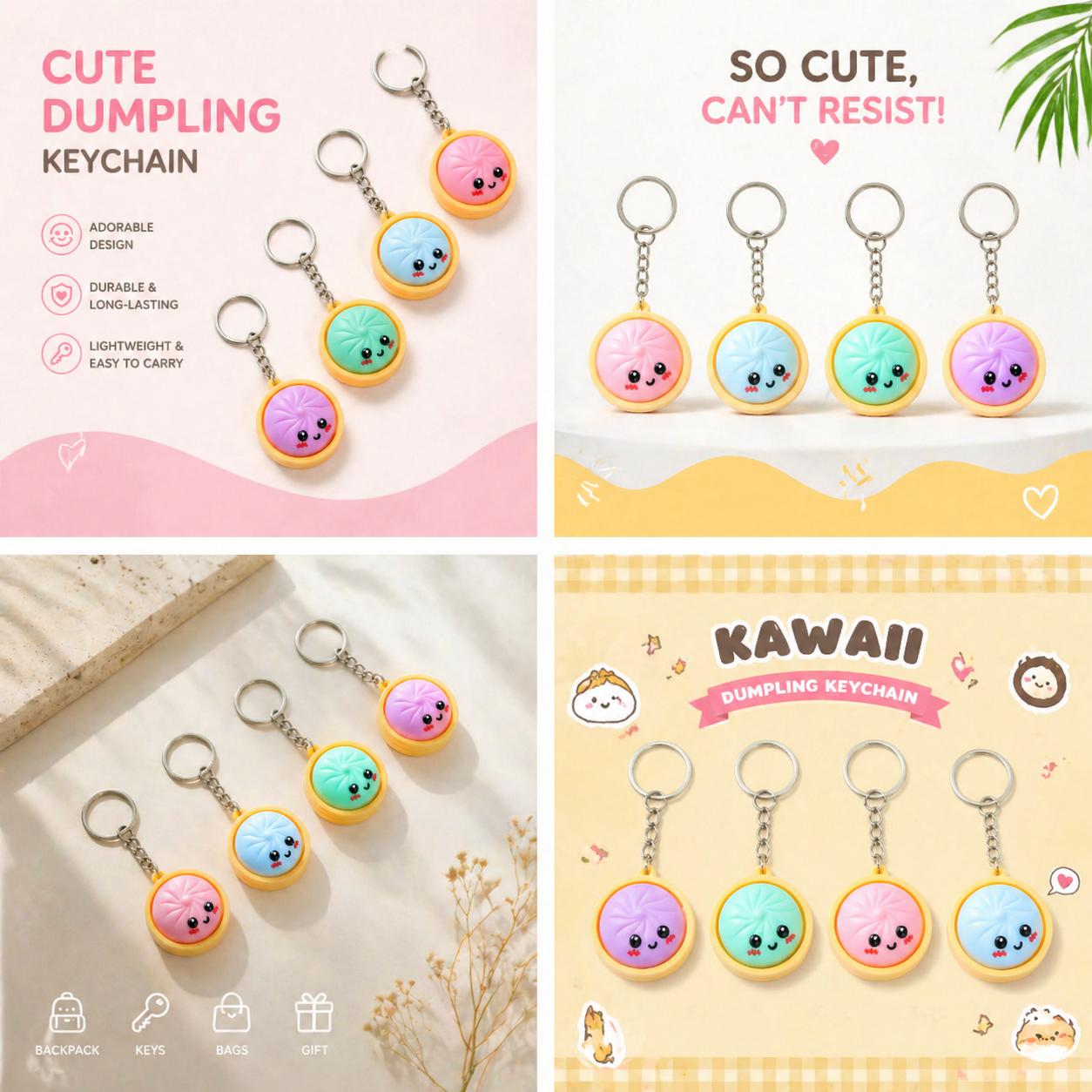 Cute Mini Dumpling Keychain – Adorable Cartoon Pendant for Backpacks, Keys & Bags, Kids & Gifts, Soft & Durable