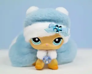 For Littlest Pet Shop Blue Winter Custom Accessories Collar Bow Outfit NO LPS