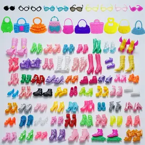 70PCS Doll Accessories 50 Pairs Doll Shoes 10 Handbags 10 Doll Glasses Replacement Fashion Playset Accessories Different Assorted Colors High Heel Boots Sandals for 11.5 Inch Girl Dolls