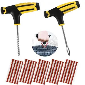 68PCS Car Tire Plug Kit,Car Emergency Flat Tire Repair Kit Cars Tires Repair Plugs,Heavy Duty Tires Patch Kits for Cars,Pickup, Scooters, Road Bike,Mountail Bike,Golf Cart,ARB, RV,Lawn Mower
