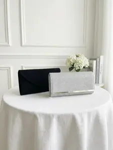 Elegant Envelope Evening Clutch, 2 Colors Silver Color, Perfect for Weddings Parties, All-Season Accessory