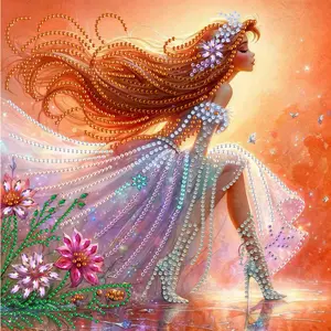 DIY Diamond Painting Kit, 30x30 Cm Light Lace Dress Woman, No Frame Art Embroidery Cross Stitch, Wall Decor Gift