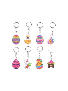 Easter Egg Cute Bunny Keychain Set, 8 Pieces Backpack Charm, Key Decoration Gift, Perfect for Easter Gifts, Fun and Practical Accessory