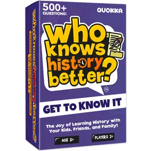 QUOKKA "Who Knows History Better?" Trivia Card Game - Cardboard Quiz, Fun Educational Learning Option for Ages 6+ Kids & Family, Card Games