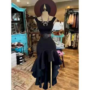 2025 Women's Sleeveless Hem Ruffle Dress •