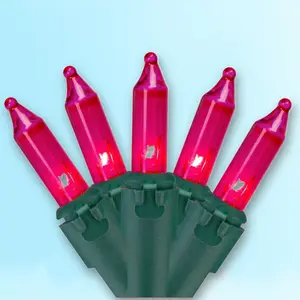 Northlight Mini Incanscent Christmas Lights - Pink - 10' Green Wire - 50ct