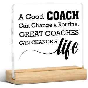Coach Gifts for Women Men, Thank You Appreciation Gifts for Coaches, a Good Coach Can Change a Routine Clear Acrylic Desk Decorative Sign for Home Office, 4 x 4 Inches
