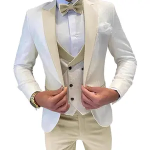 European and American men's suit three piece set jacquard single breasted suit jacket vest pants business wedding  Workwear Long Sleeve Menswear